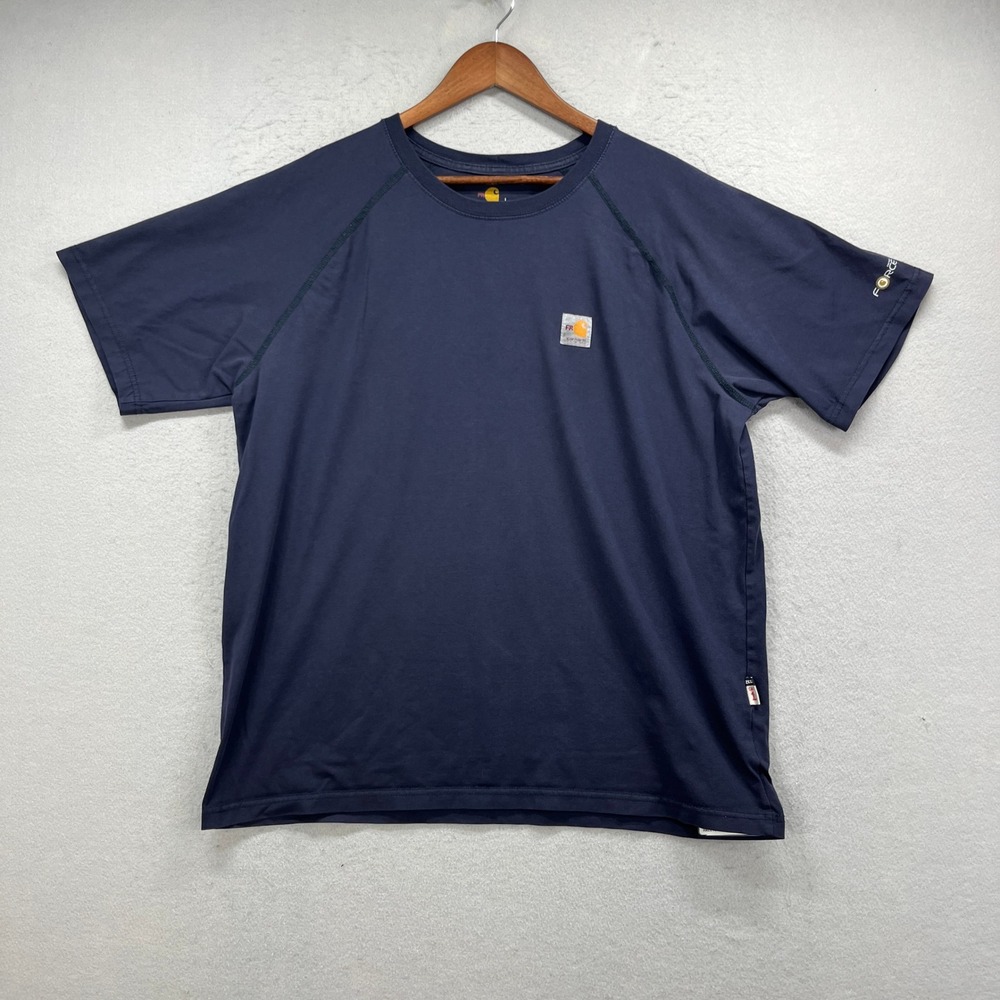 Carhartt FR T Shirt Mens Large Blue Force Flame Resistant Work Utility Welding